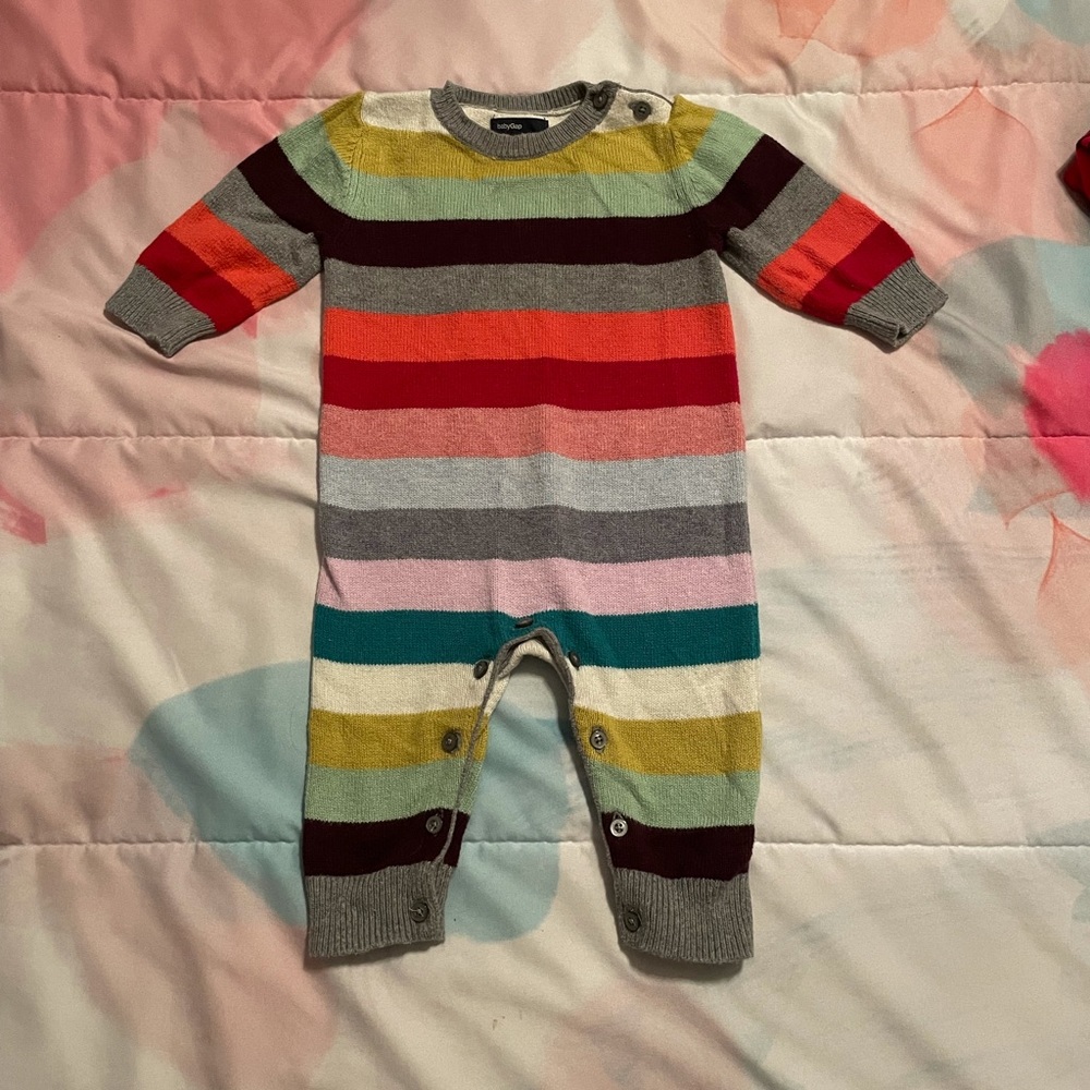 Gap Rainbow Stripe Sweater Bodysuit Size 6-12 mo